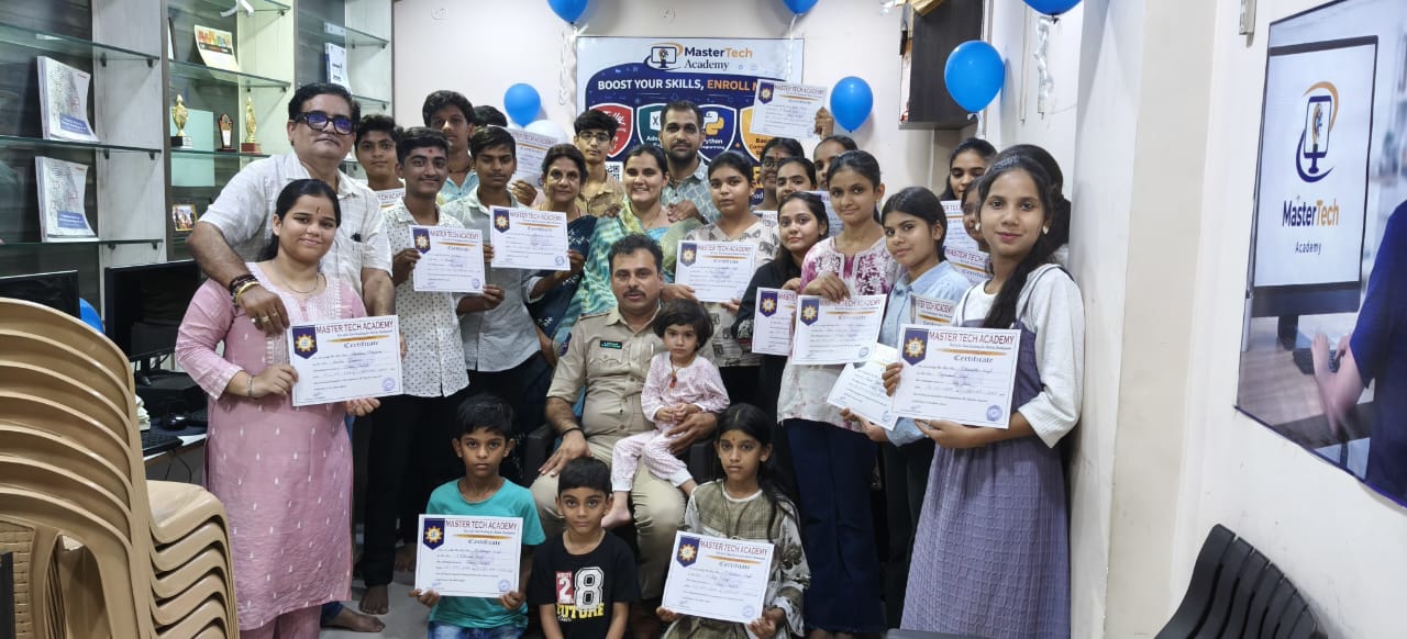 Students holding certificates at Master Tech Academy Plus