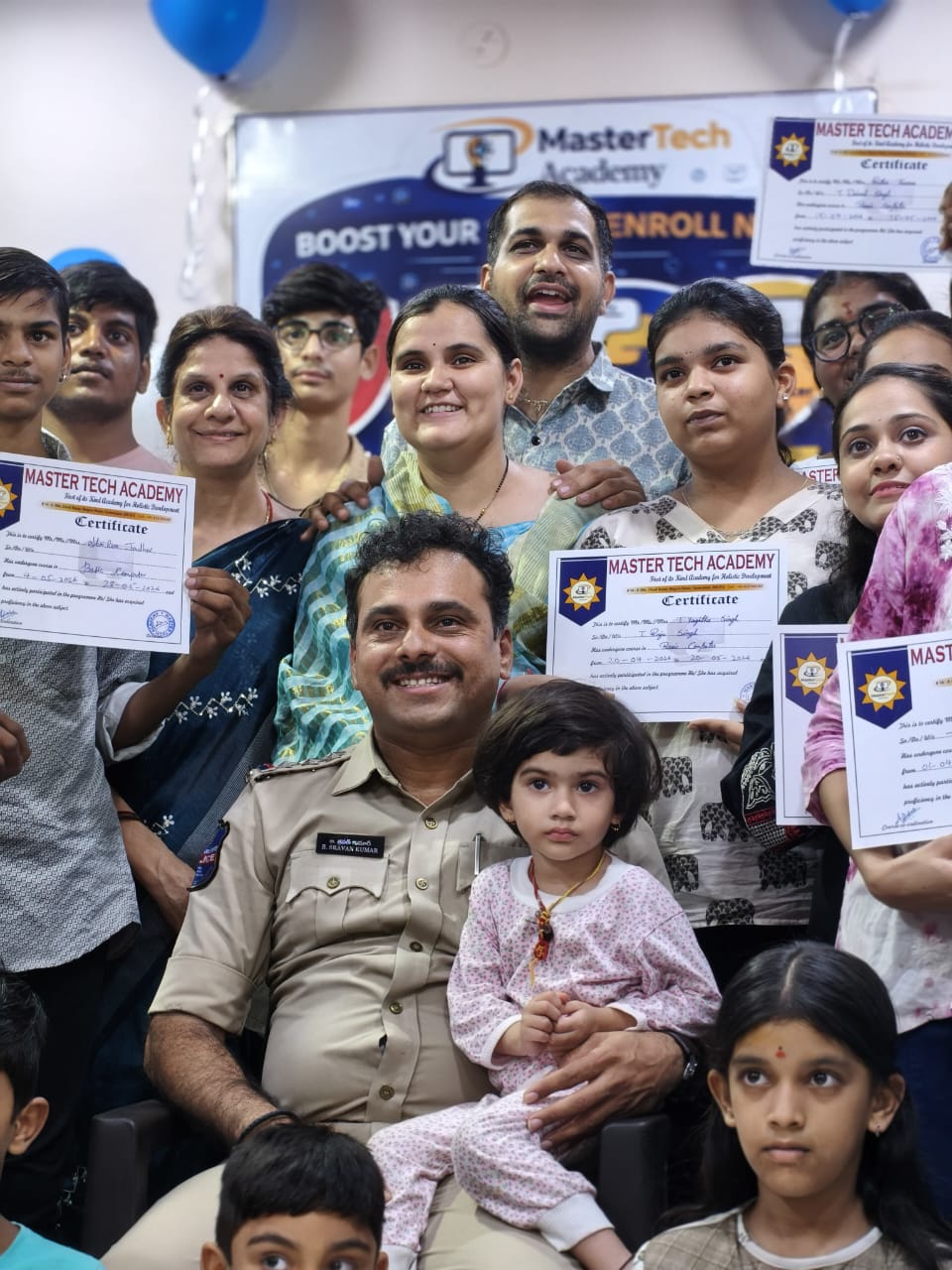 Group photo with certificates at Master Tech Academy Plus